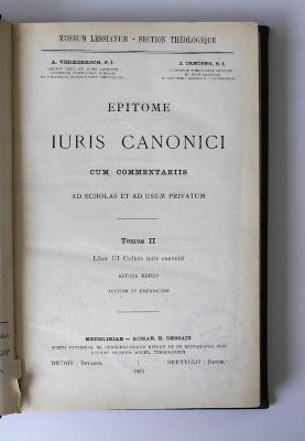 BR 1400 V523-2(2) : Epitome iuris canonici. 2. Liber 3. Codicis iuris canonici (1925)