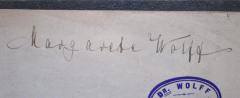 - (Wolff, Margarete), Von Hand: Autogramm; 'Margarete Wolff'. 
