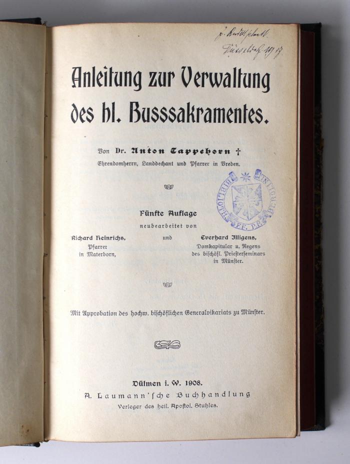 BT 2040 T175(5) : Anleitung zur Verwaltung des hl. Busssakramentes (1908)