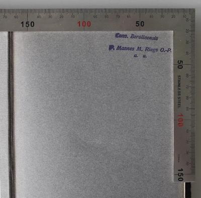 BT 1350 S385(17) : Handbuch der Pastoraltheologie (1914);- (Rings, Mannes Maria ), Stempel: Name, Ortsangabe, Berufsangabe/Titel/Branche; 'Conv. Berolinensis P. Mannes M. Rings O.-P. a.u.'. 