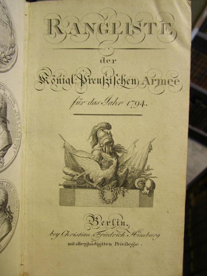 XVII 9325 1794: Rangliste der Königl. Preußischen Armee für das Jahr 1794 (1794)