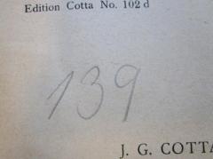 - (Bergungsstelle 139, Bibliothek des Herrn Gumal Bockhacker), Von Hand: Nummer; '139'.  (Prototyp)