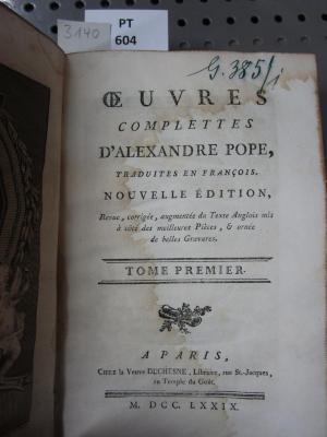  Œuvres complettes d'Alexandre Pope, traduites en François (1774)