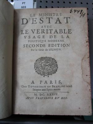  Le ministre d'éstat: avec le véritable usage de la politique moderne  (1634)