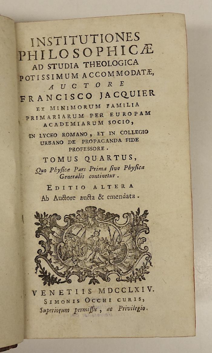 Rara M 128 : Institutiones philosophicae ad studia theologica potissimum accomodatae. 4-6 (1764)