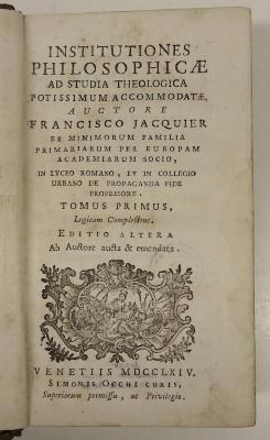 Rara M 127 : Institutiones philosophicae ad studia theologica potissimum accomodatae. 1-3 (1764)