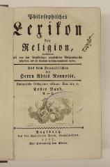 Rara M 149 : Philosophisches Lexikon der Religion. 1. A - L (1777)