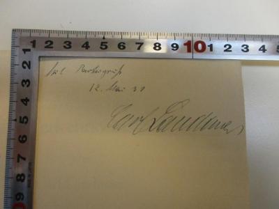 - (Landauer, Carl), Von Hand: Widmung, Name; 'Mit Parteigruß 12. Mai 31 Carl Landauer'. 