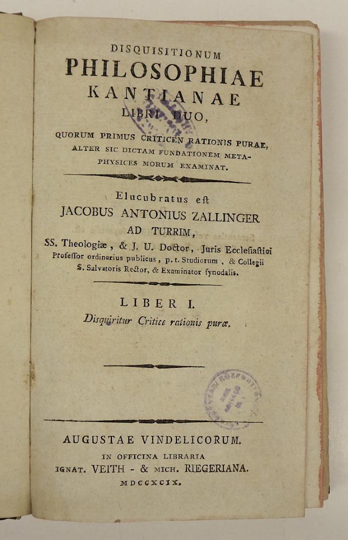 Rara M 147/Rara M 148 : Disquisitionum Philosophiae Kantianae Libri Duo. Libri I + II (1799)