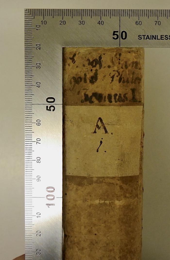 Rara M 207 : Philosophia Rationalis Et Experimentalis. Tomus I. Logicam Et Metaphysicam Complectens (1755);-, Von Hand: Autor, Signatur; 'Joseph Man.gold - Philos. Tomus I. A.i.'