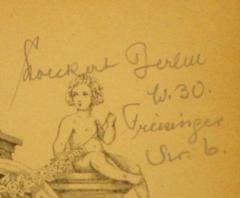- (Stoeckert, Wolfgang), Von Hand: Autogramm, Name, Ortsangabe; 'Stoeckert
Berlin
W. 30.
[F]riesinger
Str. 6.'. 