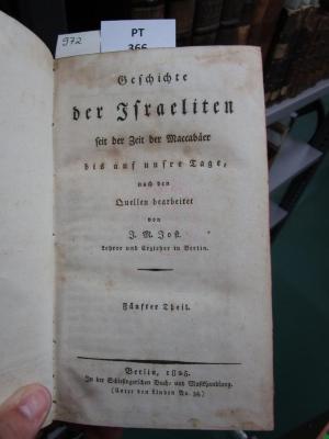  Geschichte der Israeliten seit der Zeit der Maccabäer bis auf unsre Tage (1825)
