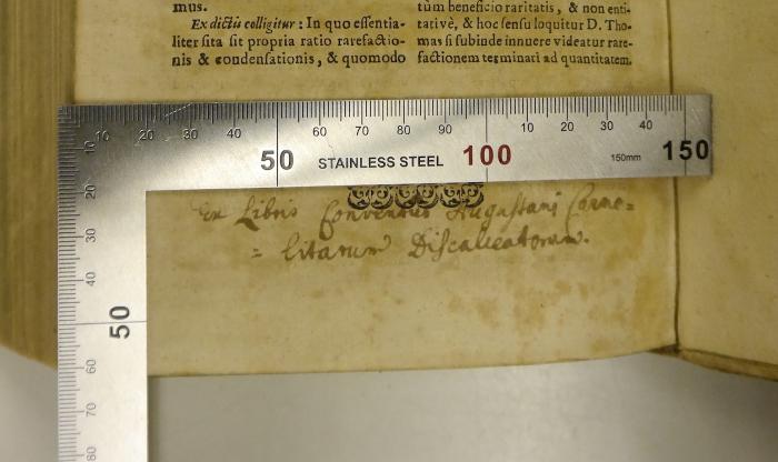 Rara M 298 : Philosophia Rationalis Seu Logica Aristotelico-Thomistica, Tam Parva, quàm Magna. 1 (1677);-, Von Hand: Berufsangabe/Titel/Branche; 'Ex Libris Conventus Augustani Carmelitarum Discalceatorum'