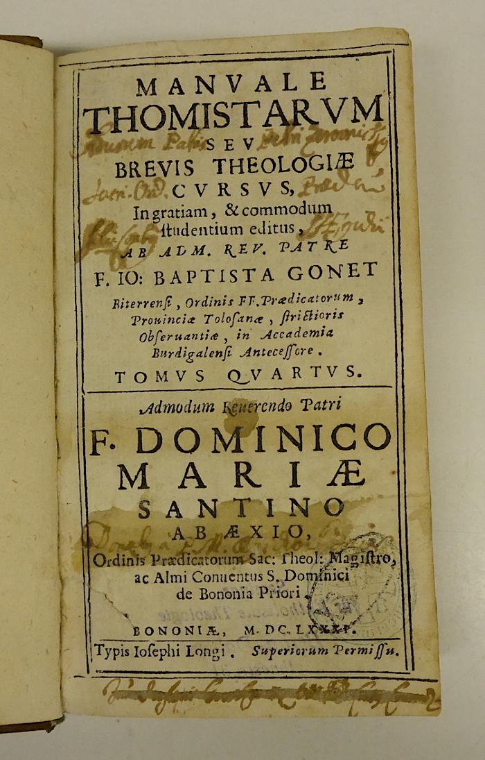 Rara M 414 : Manvale Thomistarvm Sev Brevis Theologiæ Cvrsvs. 4 (1681)