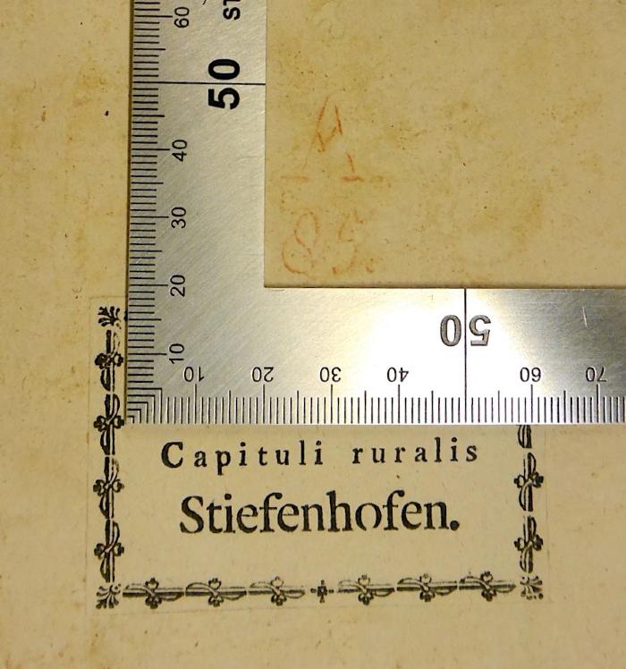 Rara M 424 : Philosophia Peripatetica. 1. Logica + 2. Physica Universalis (1739);-, Von Hand: Signatur; 'A 85.'