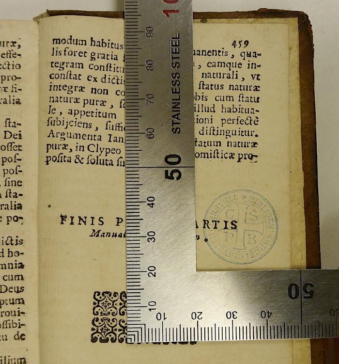 Rara M 412 : Manvale Thomistarvm Sev Brevis Theologiæ Cvrsvs. 2 (1681);-, Stempel: Name, Emblem; 'Biblioth: Sancti Mauritii Clarauali. CSPB' (Prototyp)