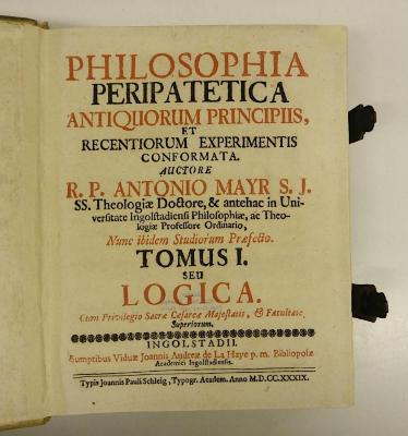 Rara M 424 : Philosophia Peripatetica. 1. Logica + 2. Physica Universalis (1739)