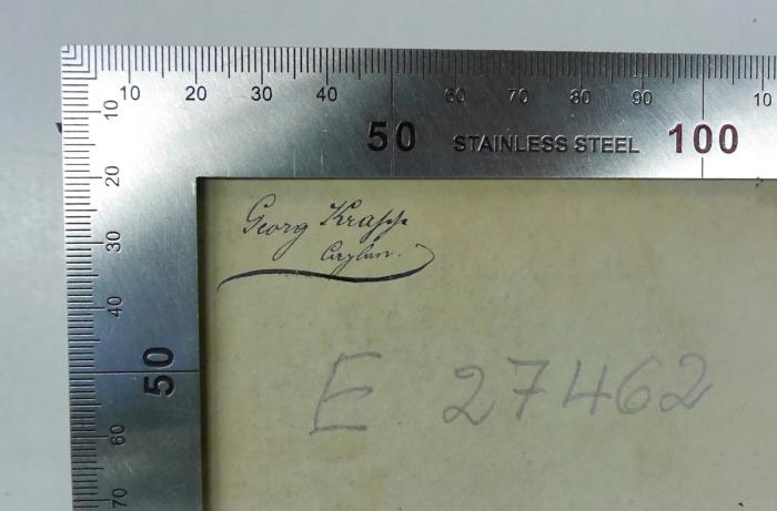 GB M 1681 : Betrachtungen über sämmtliche Evangelien der Fasten mit Einschluß der Leidensgeschichte. Für Seelsorger und jeden christlichen Leser (1843);- (Krafth, Georg), Von Hand: Name, Autogramm; 'Georg Krafth Cuglum[?].'. 