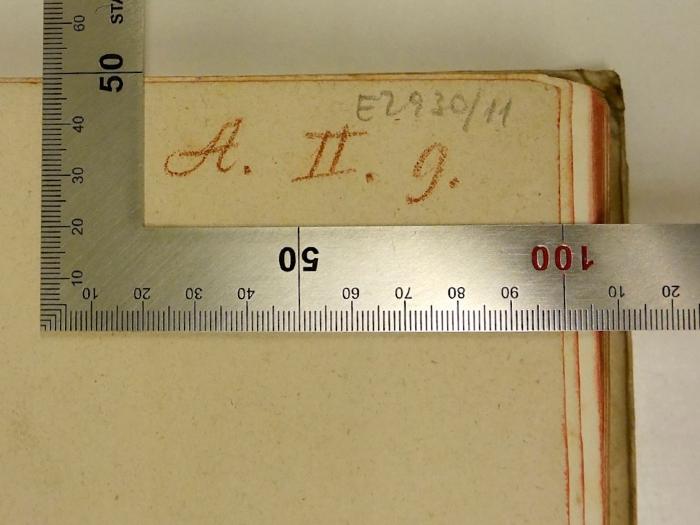 Rara M 464 : Philosophia Mentis. T. 1+2 (1749);-, Von Hand: Signatur; 'A. II. 9.'
