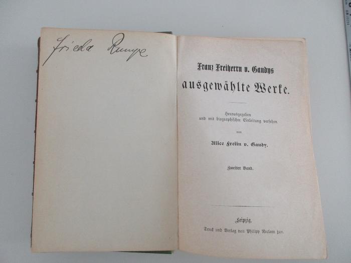 88/2021/20458-2 : Franz Freiherr von Gaudys ausgewälte Werke (1901)