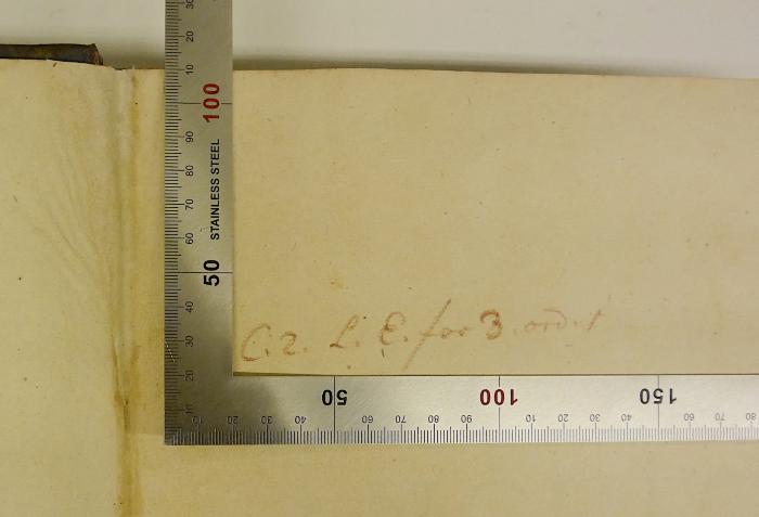 Rara M 515 : R. P. Thomae Sanchez Cordubensis È Societate Jesu, De Sancto Matrimonii Sacramento Disputationum. 1-3 (1739);-, Von Hand: Signatur; 'C.2.L.E.for 3. ord.i'