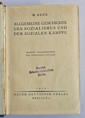 Bb 106&lt;6&gt; : Allgemeine Geschichte des Sozialismus und der sozialen Kämpfe (1929)