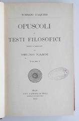 BN 2543 O62-1 : Thomas D'Aquino. Opusculi e Testi Filosofici. Scelti e Annotati da Bruno Nardi. Volume I (1915)