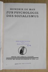 MC 8000 M266 P9+2 : Zur Psychologie des Sozialismus (1926)