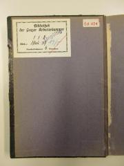 - (Bibliothek der Kammer für Arbeiter und Angestellte Steiermarks in Graz;Kammer für Arbeiter und Angestellte für Steiermark), Etikett: Name, Signatur, Ortsangabe, Nummer; 'Bibliothek der Grazer Arbeiterkammer
1 : 1 : 8
Abt.: Blau 57 19/5
Ausleihdauer 4 Wochen'.  (Prototyp)