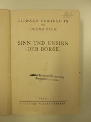 Ed 424&lt;5&gt; (ausgesondert) : Sinn und Unsinn der Börse (1933)