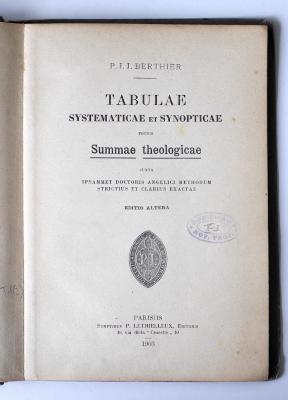 BN 2547 B541 T1(2) : Tabulae Systematicae et Synopticae totius Summae Theologicae (1903)