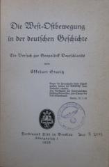 (ausgesondert) : Die West-Ostbewegung in der deutschen Geschichte. Ein Versuch zur Geopolitik Deutschlands (1935)