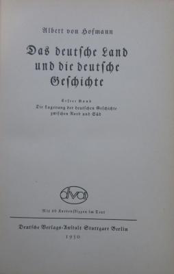 (ausgesondert) : Das deutsche Land und die deutsche Geschichte (1930)