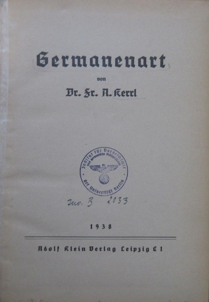 (ausgesondert) : Germanenart (1938)