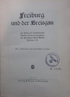 (ausgesondert) : Freiburg und der Kreisgau (1929)