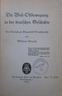 (ausgesondert) : Die West-Ostbewegung in der deutschen Geschichte. Ein Versuch zur Geopolitik Deutschlands (1935)