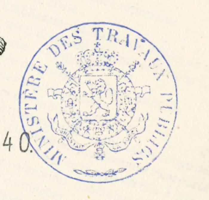 -, Stempel: Wappen, Motto; 'Ministère des Travaux publics L’union fait la force
'