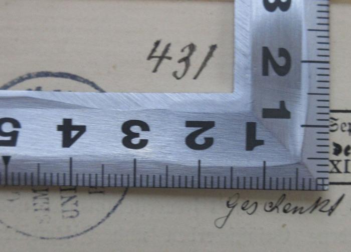 - (Germanistisches Seminar der Universität Berlin), Von Hand: Exemplarnummer, Nummer; '431'. 