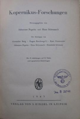 (ausgesondert) : Kopernikus-Forschungen. (1943)