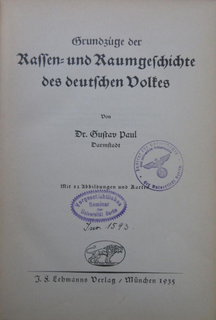 (ausgesondert) : Grundzüge der Rassen- und Raumgeschichte des deutschen Volkes (1935)