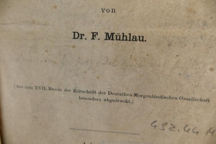 -, Von Hand: ; '[...] Prof Delitzsch [...]'