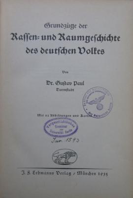 (ausgesondert) : Grundzüge der Rassen- und Raumgeschichte des deutschen Volkes (1935)