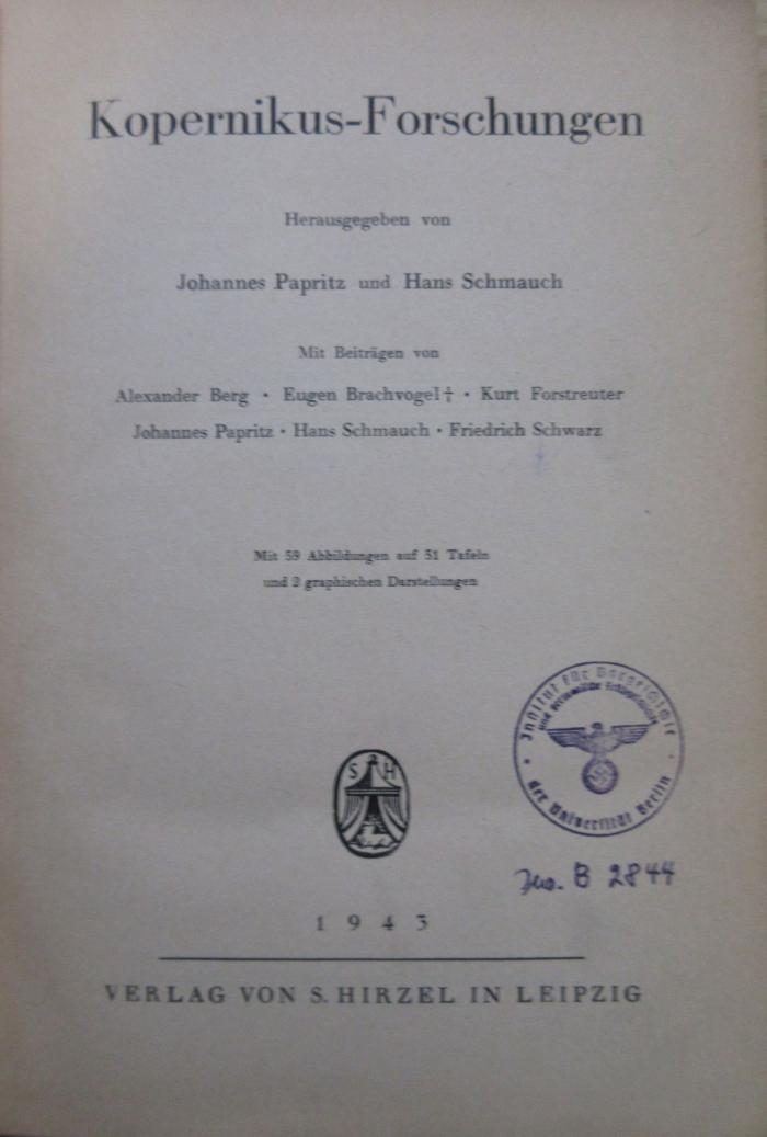 (ausgesondert) : Kopernikus-Forschungen. (1943)