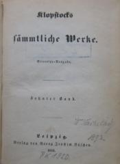 98/2024/41007-10;Pk 1920 (10) (ausgesondert) aktuell; ;:  Klopstocks sämmtliche Werke : Stereotyp Ausgabe. 10: Vermischte Schriften (1844)