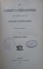 98/2024/41003 ;Ik GAR (ausgesondert) ; ;:  Die Sâṃkhya-Philosophie : eine Darstellung des indischen Rationalismus. Nach den Quellen (1894)