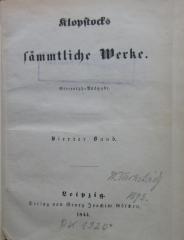 98/2024/41007-4/5;Pk 1920 (4.5) (ausgesondert) aktuell; ;:  Klopstocks sämmtliche Werke : Stereotyp Ausgabe, 4-5: Oden ; 1-2 (1844)