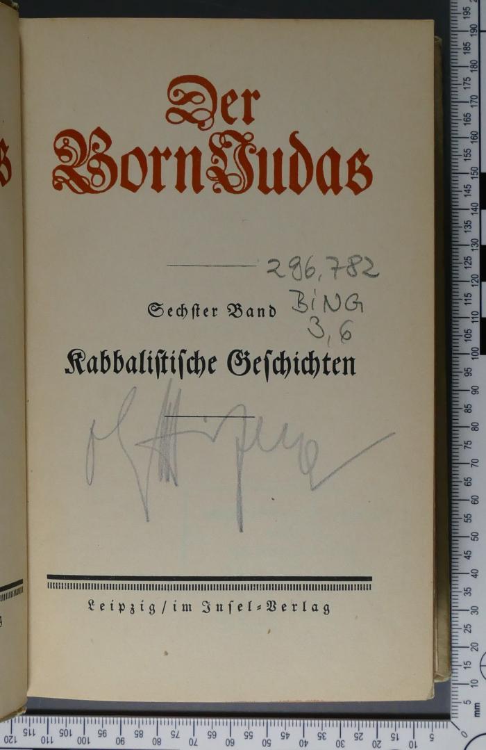 296.782 BING 3,6 : Der Born Judas. Kabbalistische Geschichten ([1922])