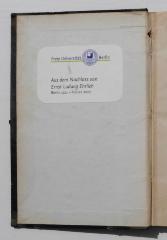- (Ehrlich, Ernst Ludwig), Etikett: Name, Besitzwechsel, Ortsangabe, ; 'Aus dem Nachlass von Ernst Ludwig Ehrlich Berlin 1921 - Riehen 2007'.  (Prototyp)