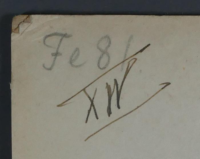 - (Hochschule für die Wissenschaft des Judentums), Von Hand: Signatur; 'Fe 81'. 