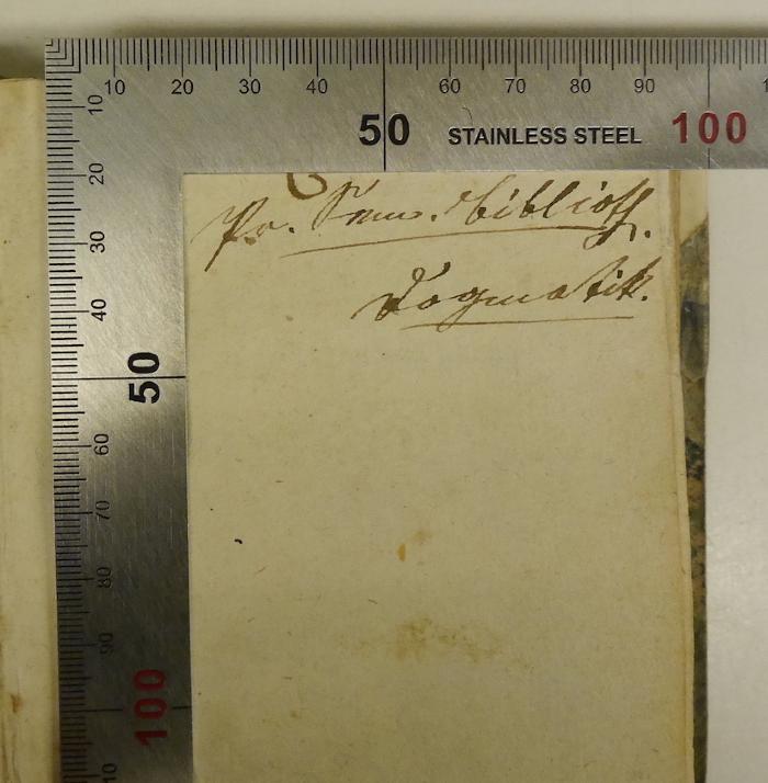 Rara M 182 : In Universitate Anglipolitana Theologiae, Et Philosophiae Repetitoris Publici, Theologiae Christianae Cum Philosophia Nexus (1779);-, Von Hand: Annotation; 'Pa[?]. Sem. Biblioth. Dogmatik.'